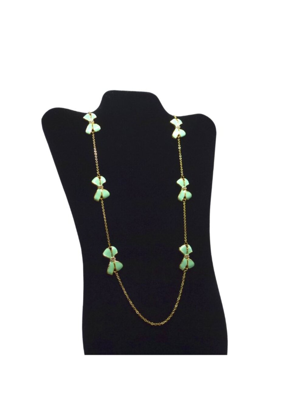 4/420 Mint bows station necklace gold chain